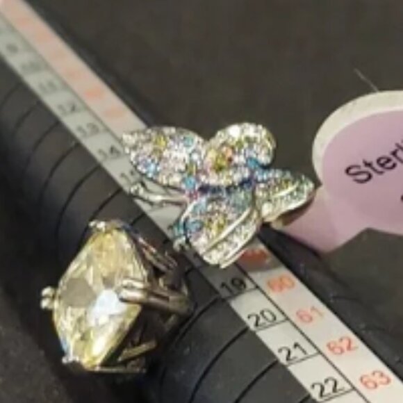 STERLING SILVER Butterfly Ring with Gemstone & Crystal's - Picture 5 of 8